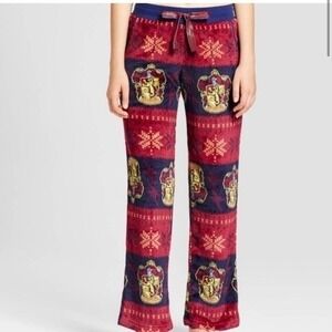 Harry Potter Gryffindor Crest Fair Isle Fleece Pajama Pants Womens L